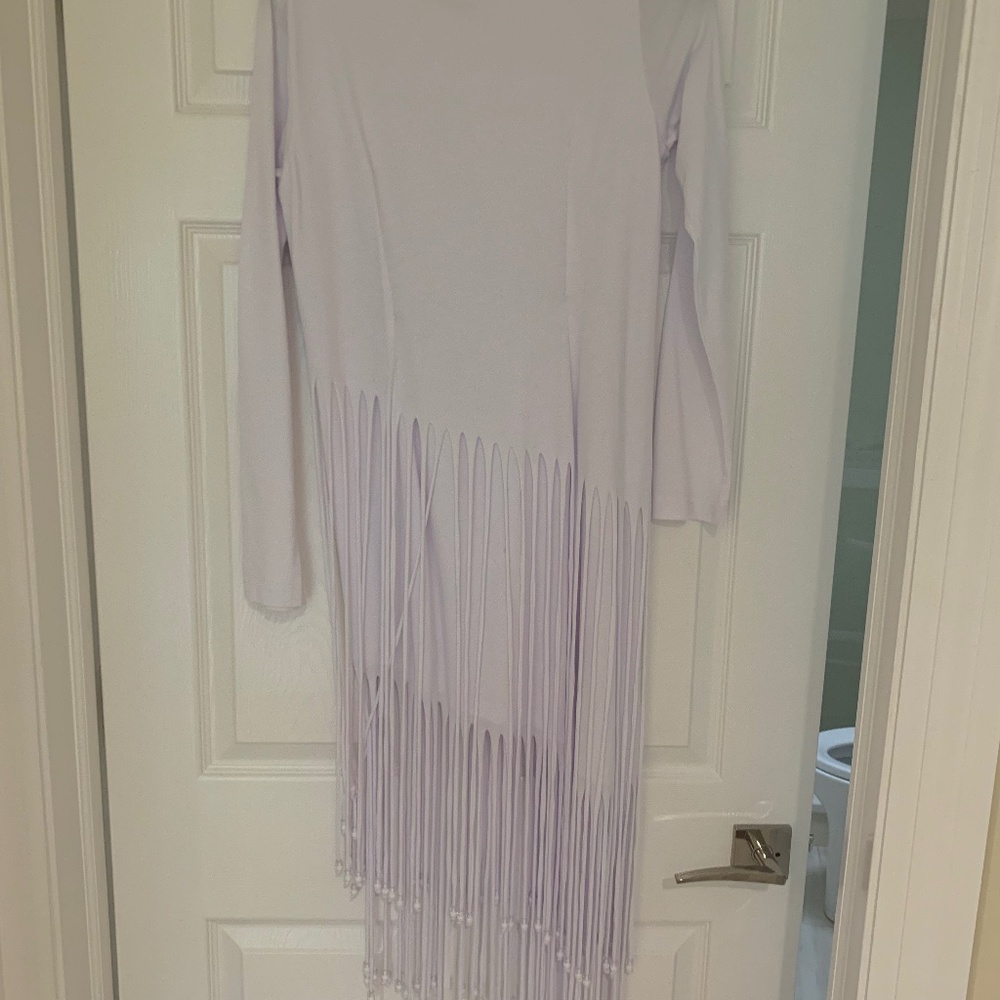 White fringed tee dress